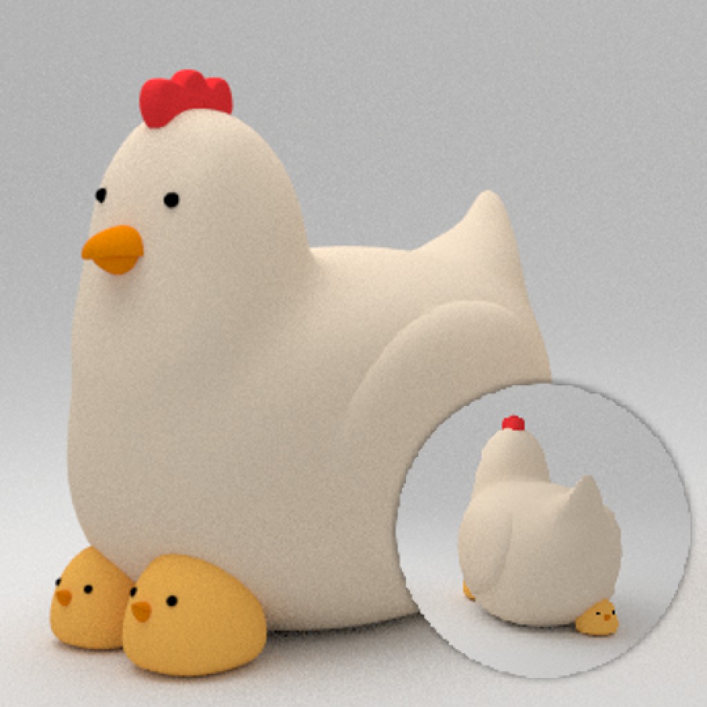 Hen and chicks (Cycles + 3Dprint-ready) preview image 1
